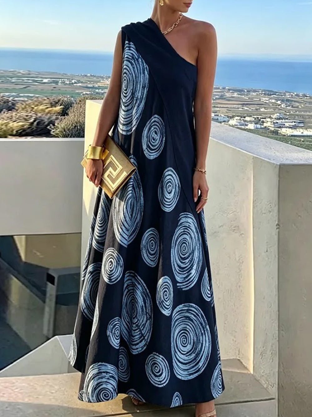 one shoulder maxi dress pattern Priya Spiral Dress, Blue / XXL Holiday17 Color:Sample Color Allow a slight variance Gothic Black and Purple