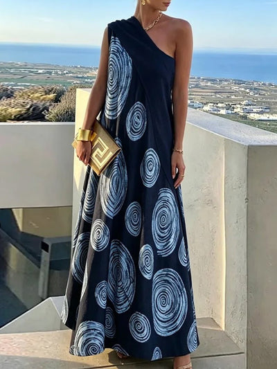 Priya One Shoulder Spiral Maxi Dress