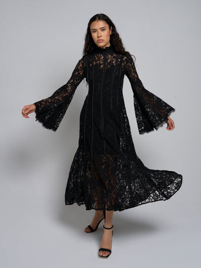 Reeta Flare-Sleeve Lace Maxi Dress