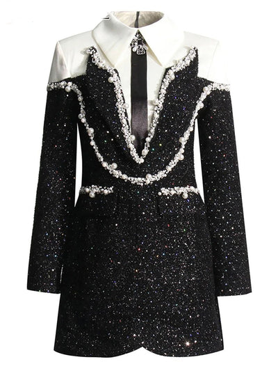 Regina Sequins Pearls Mini Dress
