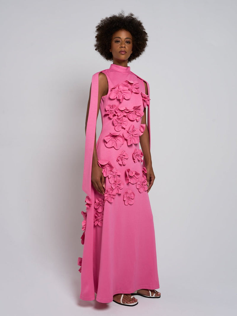 pink floral applique dress milie sleeveless floral-applique midi in or no bra Pink Fairytale Layered Tulle Ruffle