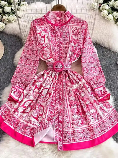 Remi Belted Paisley Pattern Mini Dress