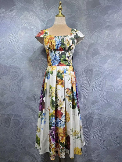 Renata Draped Floral Midi Dress