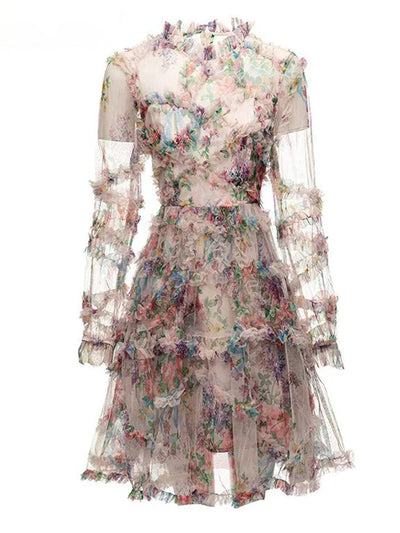 Riki Ruffle Mesh Mini Dress
