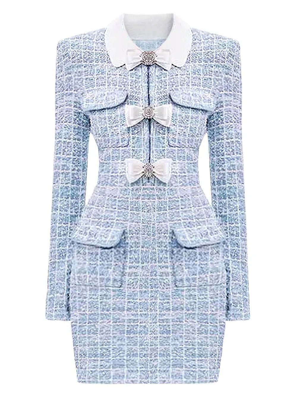 midi dress woolen River Crystal Knitted Dress, Blue / XS color:blue floral SUITSUPPLY Brown Loafer, Italian She is wearing the 9-22-25 live