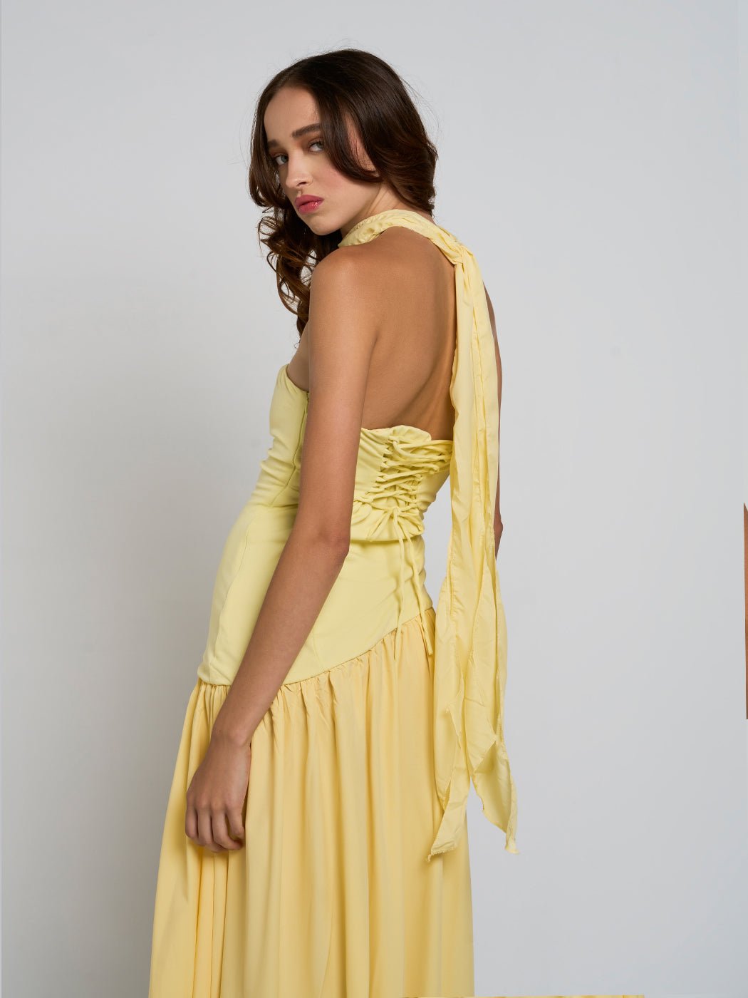 bandeau asymmetric dress Rust Double Layer Mesh Bandeau Asymmetric Ruching Maxi Dress