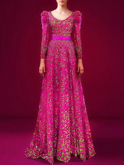 Rosalia Sequined Long Sleeve Maxi Dress