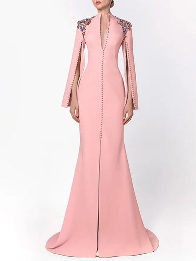Rosalie Beaded Slit Sleeve Maxi Dress