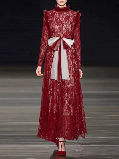 Rosalie Bow Lace Gown Dress