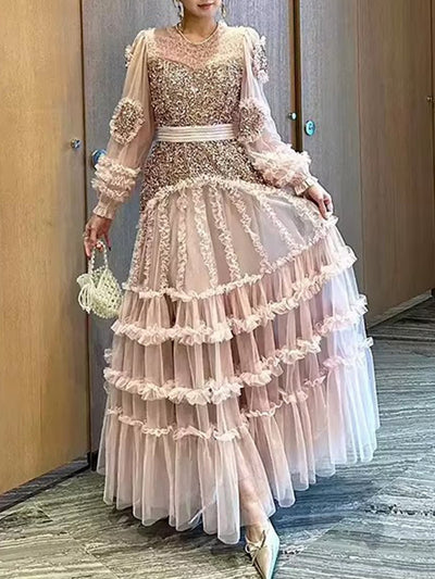 Rosalie Lace Tiered Gown