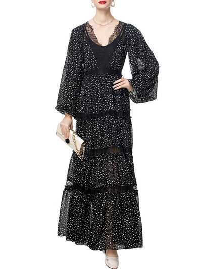 Ruby Polka Dot Mesh Maxi Dress