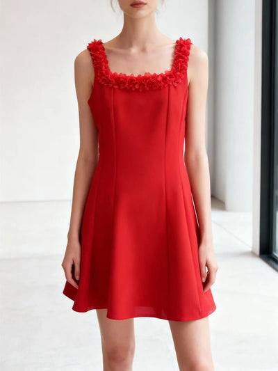 Ruby Ruffled Square Neck Mini Dress