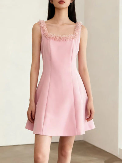 Ruby Ruffled Square Neck Mini Dress