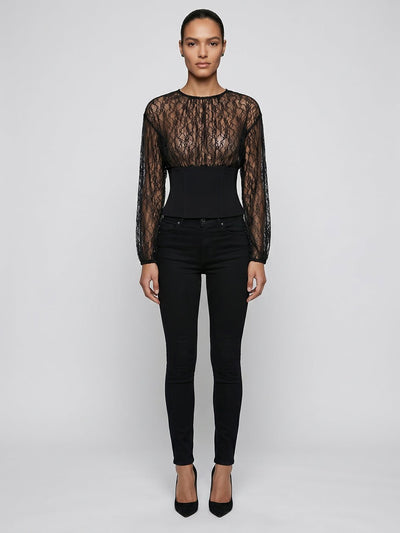 Sabine Black Lace Sheer Blouse