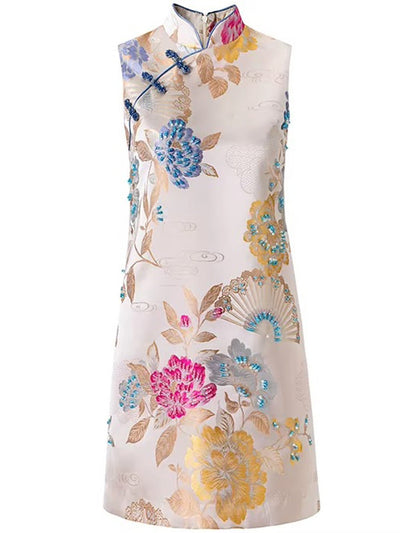 Sabine Embellished Mandarin Mini Dress