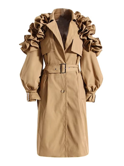 Sabine Ruffle Sleeve Trench Coat