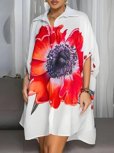 Sabrina Oversized Floral Shirt Mini Dress