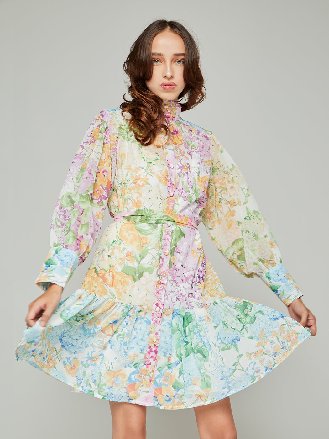 lantern sleeve mini dress Sacha Floral Dress, Multi / S Suitable For color:Light Mauve sle_short Bridal Jacket Cheap Winter