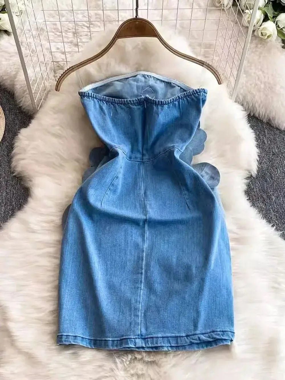 samantha denim dress Samantha Tiered Denim Maxi Dress