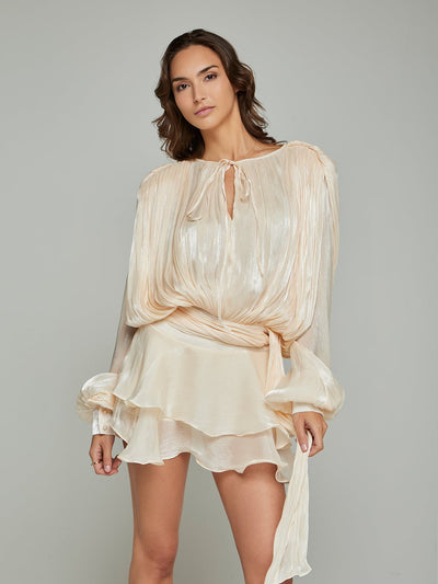 Selena Asymmetric Pleated Mini Dress