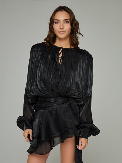 Selena Asymmetric Pleated Mini Dress