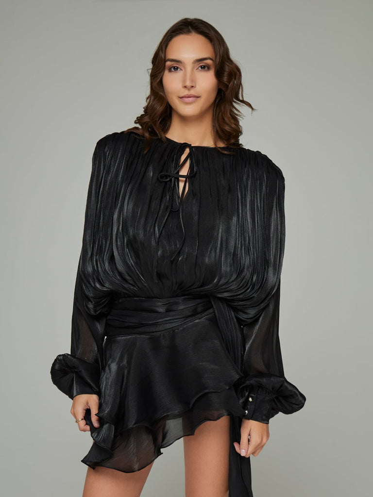 Selena Asymmetric Pleated Mini Dress - Glory Connection