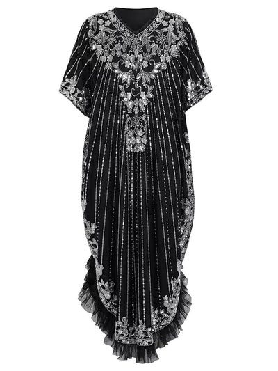 Serena Sequin Cape Gown Dress