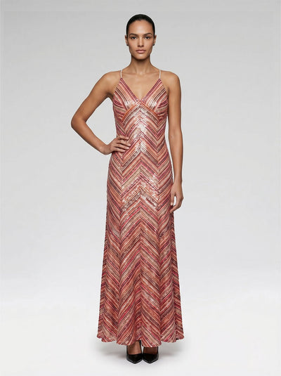 Sienna Rose Chevron Sequin Maxi Dress