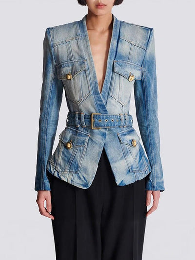 Sienna Tailored Denim Belted Blazer