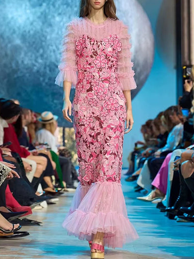 Simone Floral Tulle Gown Dress