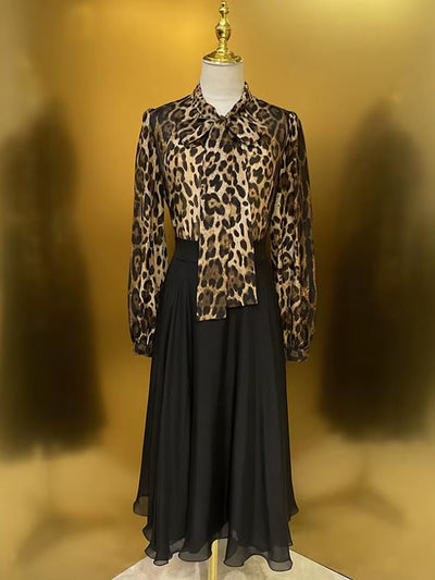 Simone Leopard Blouse Skirt Set