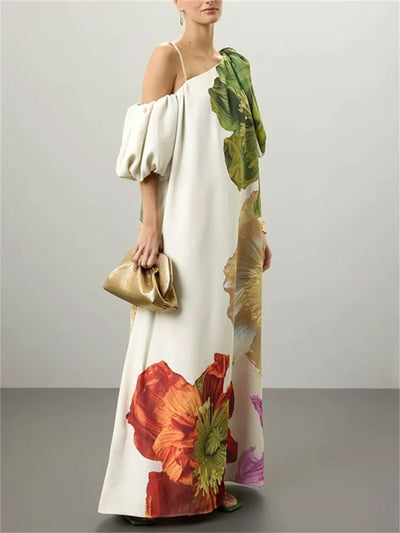 Soleil Garden One Shoulder Maxi Dress