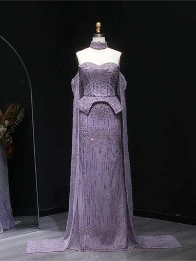 Sophia Crystal Cape Evening Gown