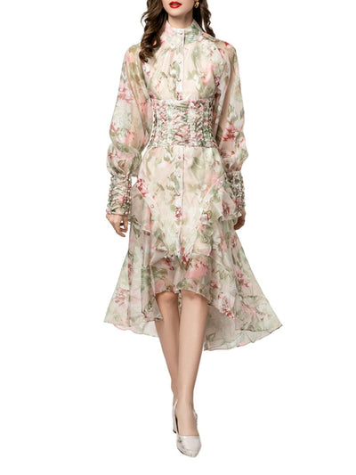 Sophie Asymmetric Floral Midi Dress