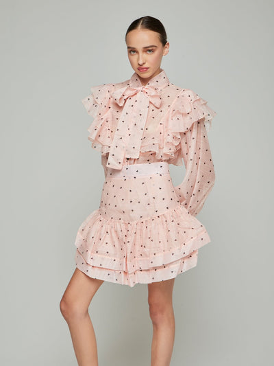 Sophie Polka Dot Ruffled Blouse & Skirt Set