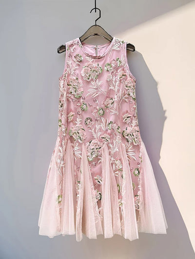 Talia Sequined Floral Tulle Mini Dress