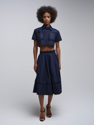 Tash Embellished Cropped Jacket & Midi Skirt Set