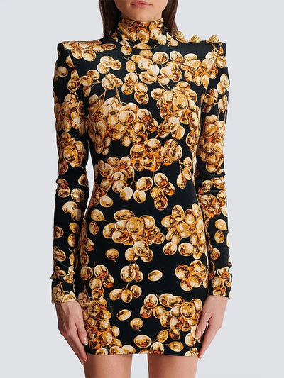 Tessa Velvet Grape Print Mini Dress