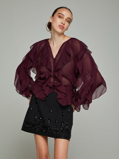 Thiara Ruffled Button Blouse
