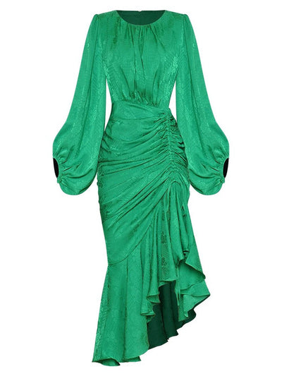 Tina Ruched Asymmetric Midi Dress