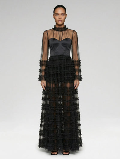 Valentina Black Tulle Maxi Dress