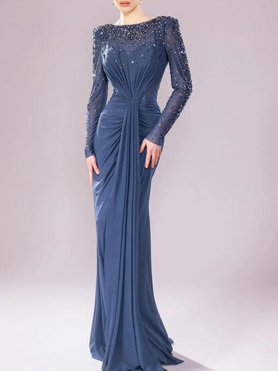 Valentina Draped Embellished Mermaid Gown