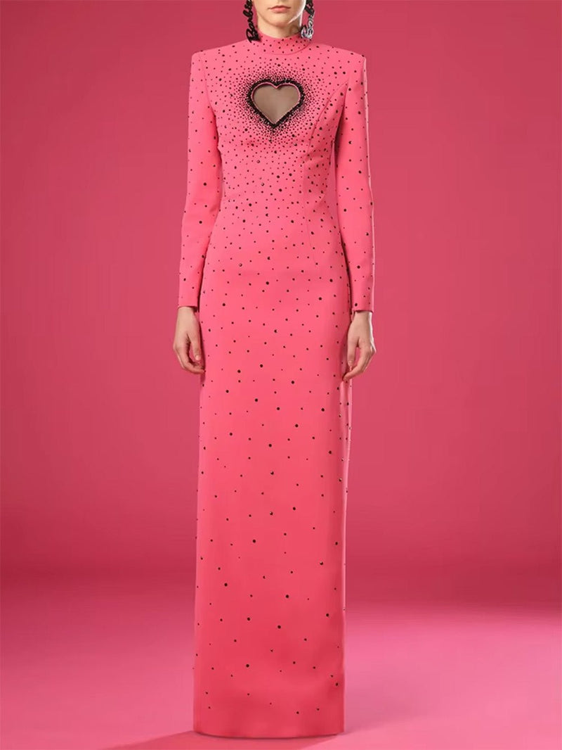 Valentina Heart Cutout Embellished Maxi Dress