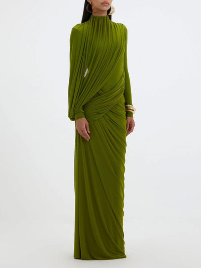 Valentina High Neck Draped Maxi Dress
