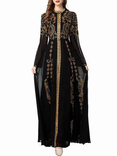 Valeria Embroidered Long Sleeve Maxi Dress