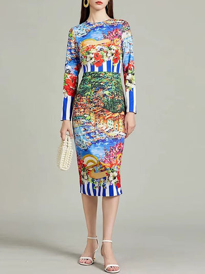 Vivica Scenic Print Midi Dress