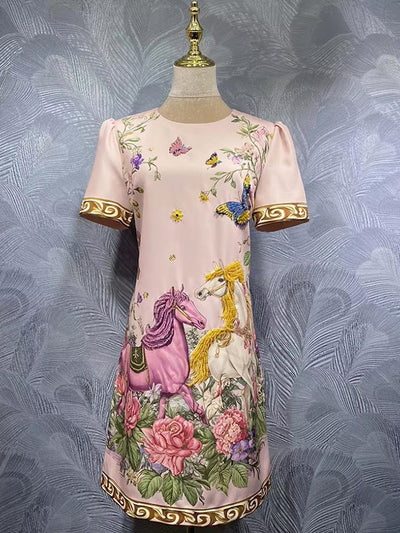 Vivienne Equestrian Print Mini Dress