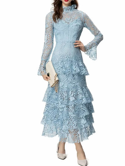 Vivienne Lace Tiered Midi Dress