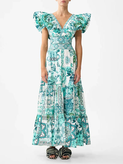 Vivienne Ruffled Cutout Maxi Dress