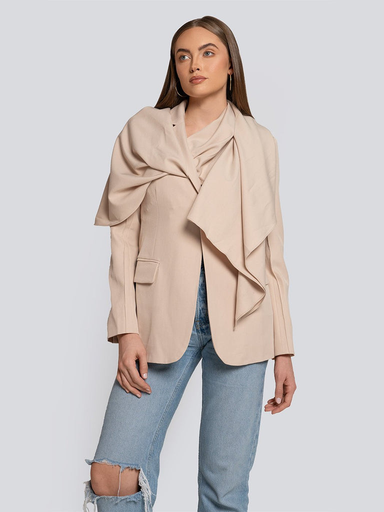 Willow Draped Collar Asymmetrical Blazer - Glory Connection